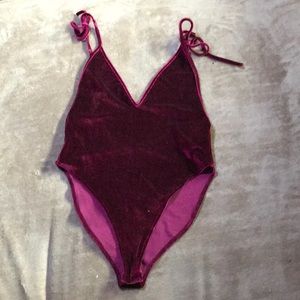 Burgundy Velvet Bodysuit